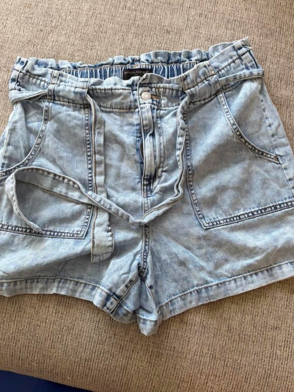 Banana Republic Light Blue Denim Paperbag Waist Shorts